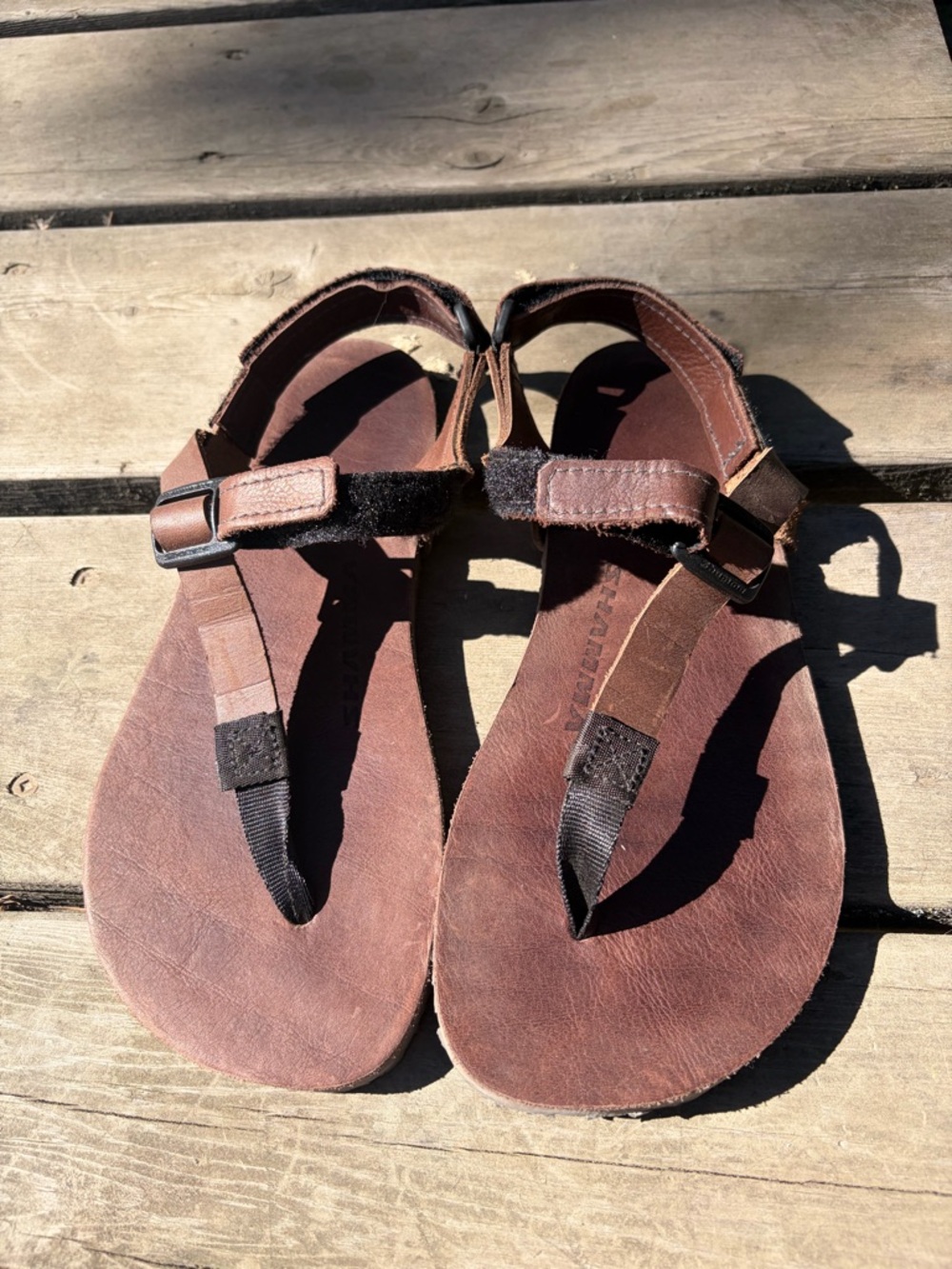Shamma Barefoot Super Goat Brown Leather Women's Sandals with Adjustable Straps